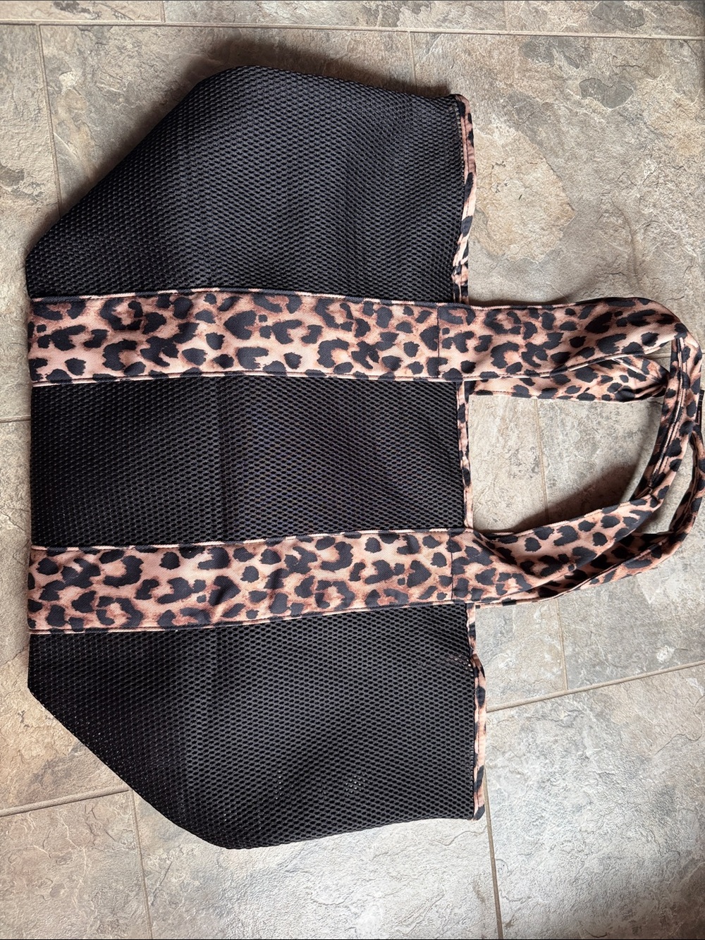 NWT Victoria's Secret Black Tote with Leopard-Print Trim - Picture 7 of 9